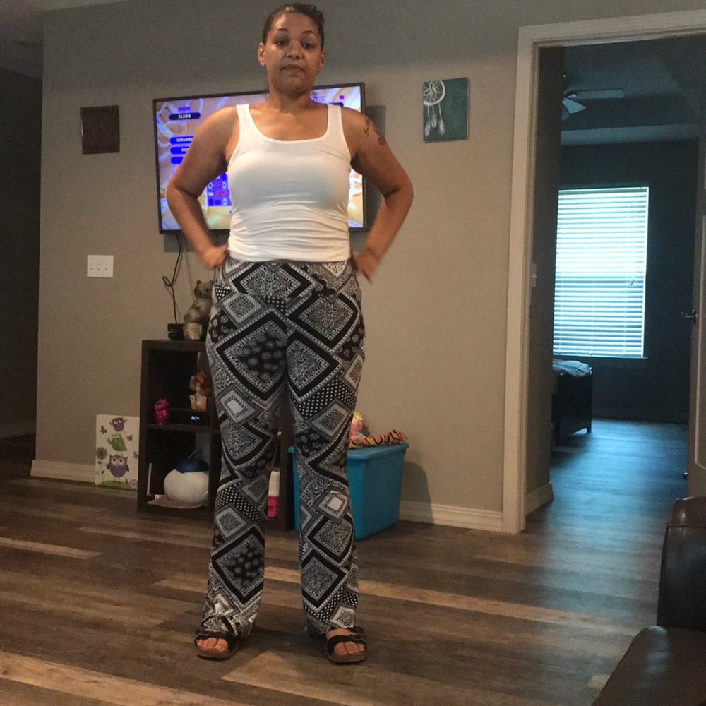 Black and white flare leg leggings